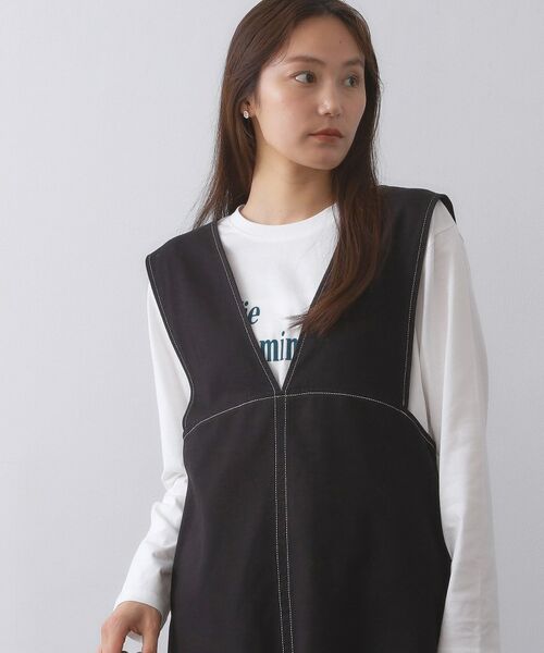 OPAQUE.CLIP / オペーク ドット クリップ ロング・マキシ丈ワンピース | 配色ステッチジャンスカ【洗濯機洗い可】 | 詳細1