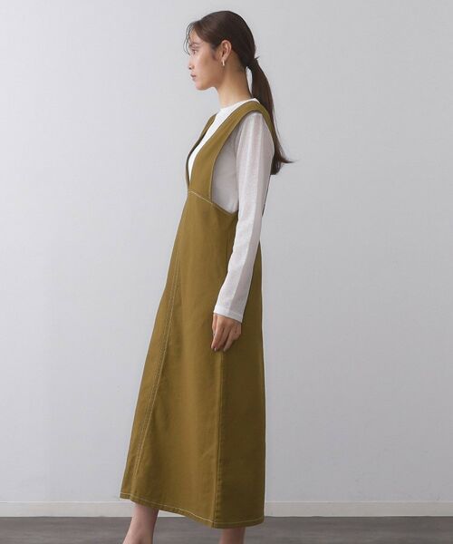 OPAQUE.CLIP / オペーク ドット クリップ ロング・マキシ丈ワンピース | 配色ステッチジャンスカ【洗濯機洗い可】 | 詳細10