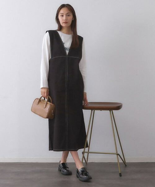 OPAQUE.CLIP / オペーク ドット クリップ ロング・マキシ丈ワンピース | 配色ステッチジャンスカ【洗濯機洗い可】 | 詳細2