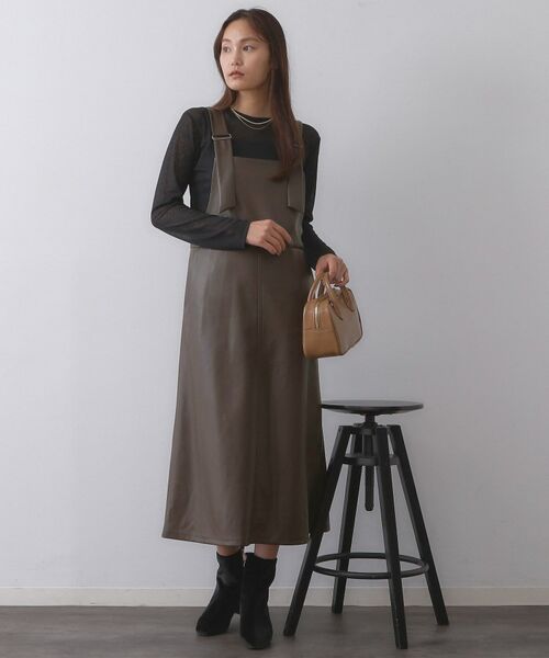 OPAQUE.CLIP / オペーク ドット クリップ ロング・マキシ丈ワンピース | レザー調フレアジャンスカ【洗える】 | 詳細1