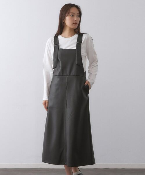 OPAQUE.CLIP / オペーク ドット クリップ ロング・マキシ丈ワンピース | レザー調フレアジャンスカ【洗える】 | 詳細9