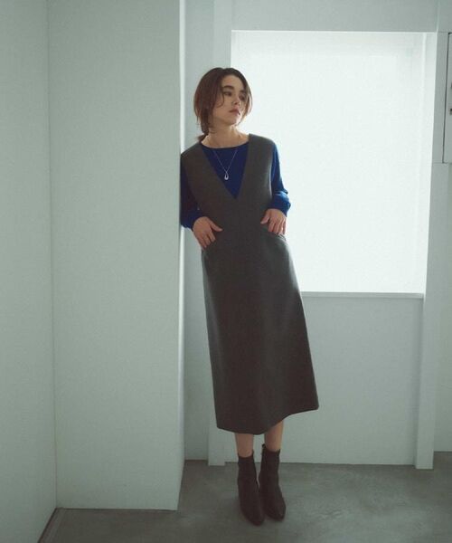 OPAQUE.CLIP / オペーク ドット クリップ ロング・マキシ丈ワンピース | ウールライクジャンパードレス【洗濯機洗い可】 | 詳細1