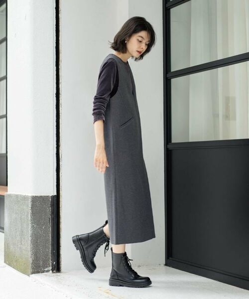 OPAQUE.CLIP / オペーク ドット クリップ ロング・マキシ丈ワンピース | ウールライクジャンパードレス【洗濯機洗い可】 | 詳細3