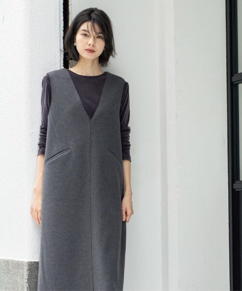 OPAQUE.CLIP / オペーク ドット クリップ ロング・マキシ丈ワンピース | ウールライクジャンパードレス【洗濯機洗い可】 | 詳細4