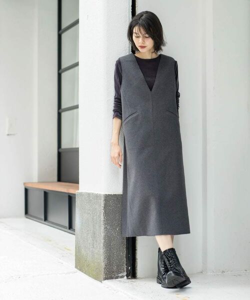 OPAQUE.CLIP / オペーク ドット クリップ ロング・マキシ丈ワンピース | ウールライクジャンパードレス【洗濯機洗い可】 | 詳細5