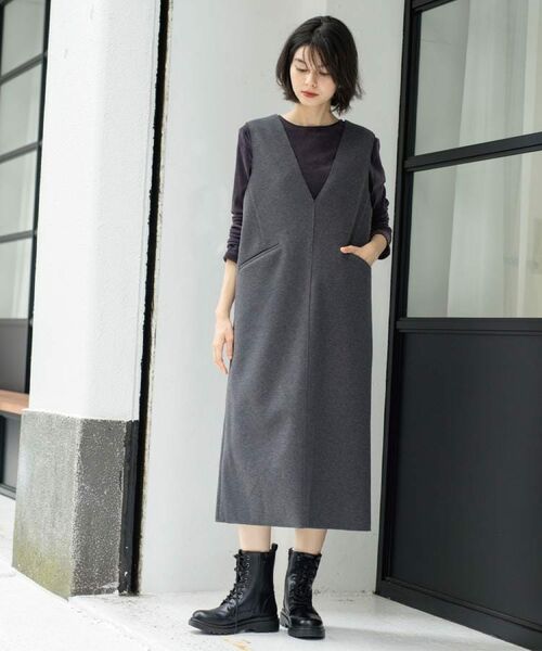 OPAQUE.CLIP / オペーク ドット クリップ ロング・マキシ丈ワンピース | ウールライクジャンパードレス【洗濯機洗い可】 | 詳細6