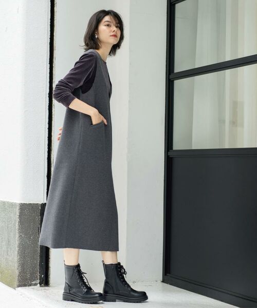 OPAQUE.CLIP / オペーク ドット クリップ ロング・マキシ丈ワンピース | ウールライクジャンパードレス【洗濯機洗い可】 | 詳細7