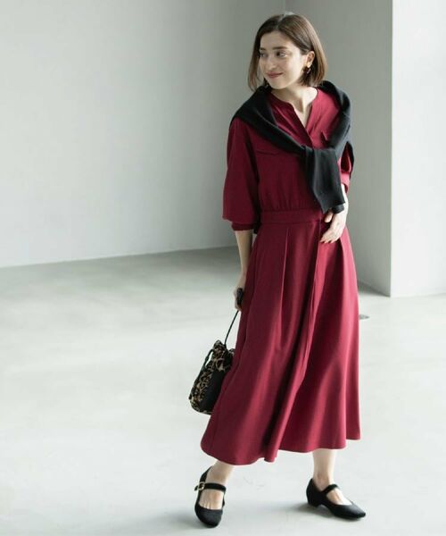 OPAQUE.CLIP / オペーク ドット クリップ ロング・マキシ丈ワンピース | ウールライクフィット＆フレアワンピース【洗濯機OK】 | 詳細9