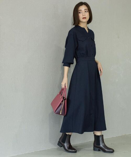 OPAQUE. CLIP/オペーク ドット クリップ ウールライクフィット＆フレアワンピース【洗濯機OK】 ネイビー(094) 38(M)