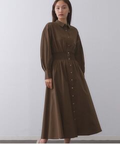 OPAQUE.CLIP / オペーク ドット クリップ ロング・マキシ丈ワンピース | シャーリングフィット＆フレアシャツワンピース【洗濯機洗い可】