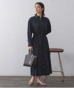 OPAQUE.CLIP / オペーク ドット クリップ ロング・マキシ丈ワンピース | シャーリングフィット＆フレアシャツワンピース【洗濯機洗い可】