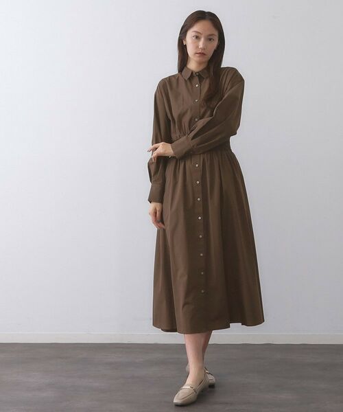 OPAQUE.CLIP / オペーク ドット クリップ ロング・マキシ丈ワンピース | シャーリングフィット＆フレアシャツワンピース【洗濯機洗い可】 | 詳細2