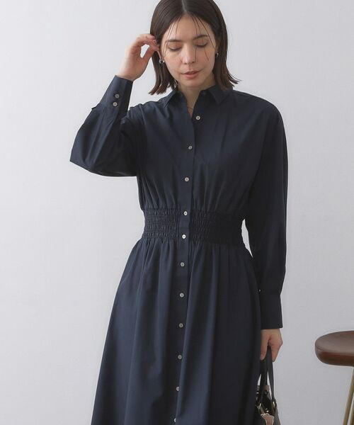 OPAQUE.CLIP / オペーク ドット クリップ ロング・マキシ丈ワンピース | シャーリングフィット＆フレアシャツワンピース【洗濯機洗い可】 | 詳細5