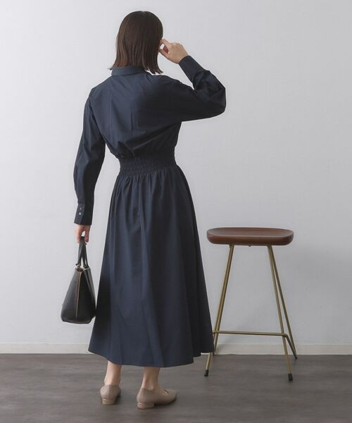 OPAQUE.CLIP / オペーク ドット クリップ ロング・マキシ丈ワンピース | シャーリングフィット＆フレアシャツワンピース【洗濯機洗い可】 | 詳細6