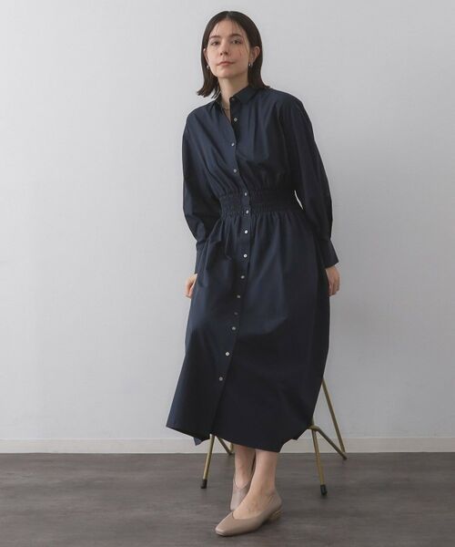 OPAQUE.CLIP / オペーク ドット クリップ ロング・マキシ丈ワンピース | シャーリングフィット＆フレアシャツワンピース【洗濯機洗い可】 | 詳細7