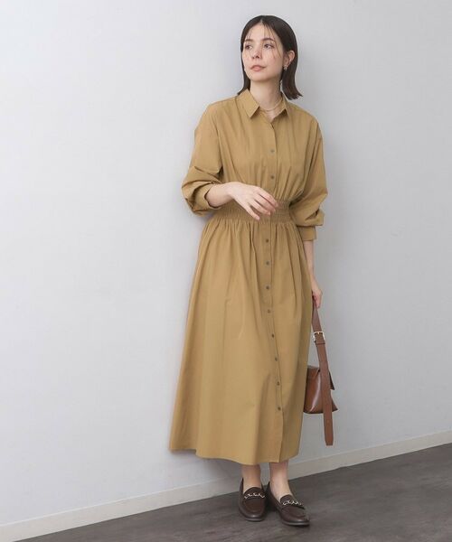 OPAQUE.CLIP / オペーク ドット クリップ ロング・マキシ丈ワンピース | シャーリングフィット＆フレアシャツワンピース【洗濯機洗い可】 | 詳細9