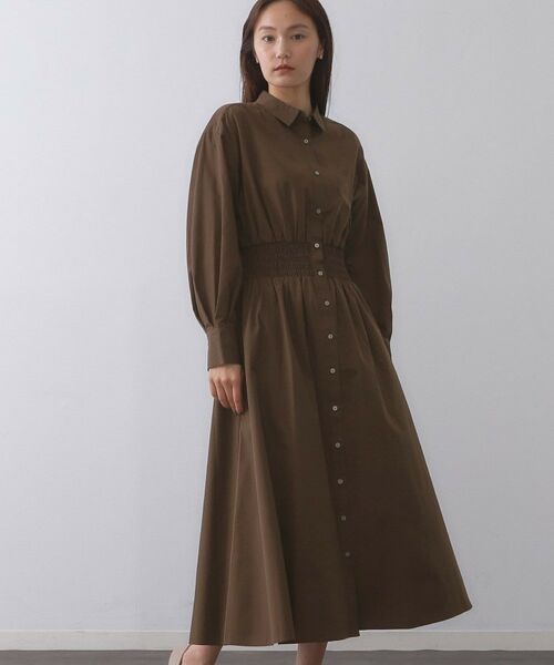 OPAQUE. CLIP/オペーク ドット クリップ シャーリングフィット&フレアシャツワンピース【洗濯機洗い可】 ブラウン(044) 40(L) OPAQUE. CLIP/オペーク ドット クリップ シャーリングフィット&フレアシャツワンピース【洗濯機洗い可】 ブラウン(044) 40(L)