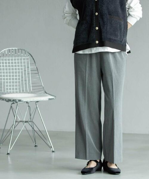 OPAQUE. CLIP/オペーク ドット クリップ ウォームタッチ イージーワイドパンツ【洗濯機洗OK/ストレッチ】&#8810;SS～LL&#8811; チャコールグレー(014) 34(SS)