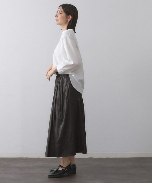 OPAQUE.CLIP / オペーク ドット クリップ ロング・マキシ丈スカート | レザーライクタックフレアスカート【洗濯機洗い可】 | 詳細3