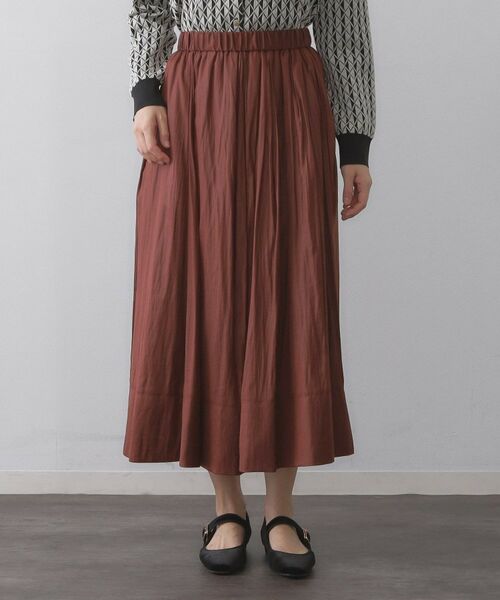 OPAQUE.CLIP / オペーク ドット クリップ ロング・マキシ丈スカート | レザーライクタックフレアスカート【洗濯機洗い可】 | 詳細9