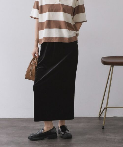 OPAQUE. CLIP/オペーク ドット クリップ ベロアナロースカート/セットアップ対応可【洗濯機洗い可】 ブラック(019) 42(LL)