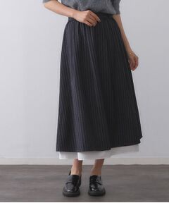 OPAQUE.CLIP / オペーク ドット クリップ ロング・マキシ丈スカート | ピンストライプレイヤード風フレアスカート【洗濯機洗い可】