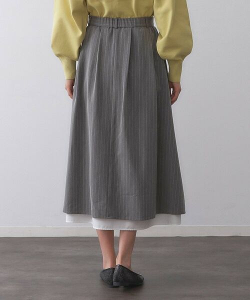 OPAQUE.CLIP / オペーク ドット クリップ ロング・マキシ丈スカート | ピンストライプレイヤード風フレアスカート【洗濯機洗い可】 | 詳細11