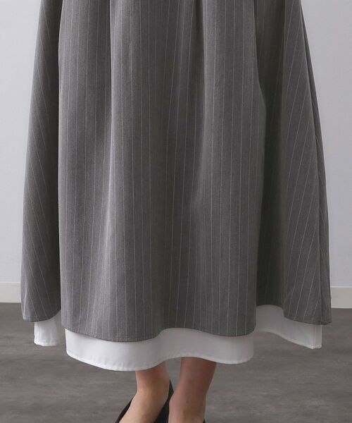 OPAQUE.CLIP / オペーク ドット クリップ ロング・マキシ丈スカート | ピンストライプレイヤード風フレアスカート【洗濯機洗い可】 | 詳細15