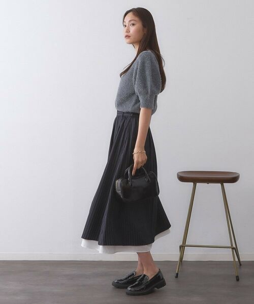 OPAQUE.CLIP / オペーク ドット クリップ ロング・マキシ丈スカート | ピンストライプレイヤード風フレアスカート【洗濯機洗い可】 | 詳細3