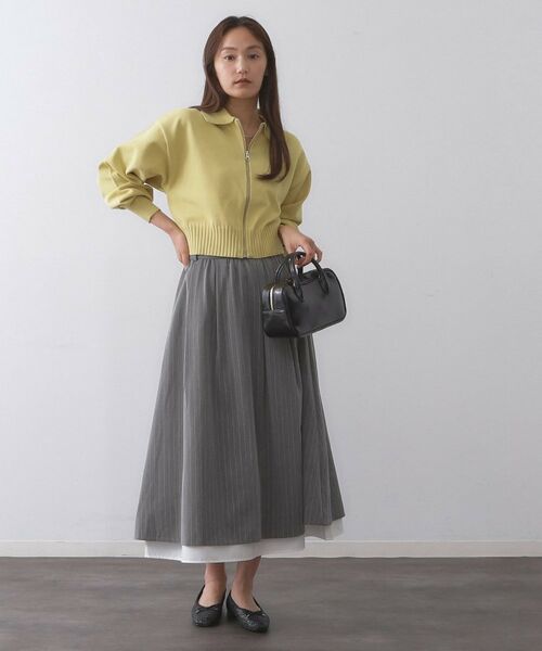 OPAQUE.CLIP / オペーク ドット クリップ ロング・マキシ丈スカート | ピンストライプレイヤード風フレアスカート【洗濯機洗い可】 | 詳細6