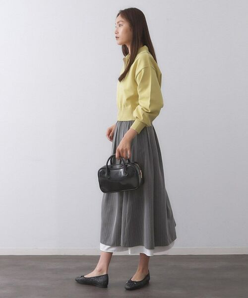 OPAQUE.CLIP / オペーク ドット クリップ ロング・マキシ丈スカート | ピンストライプレイヤード風フレアスカート【洗濯機洗い可】 | 詳細7