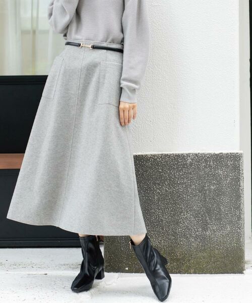 OPAQUE.CLIP / オペーク ドット クリップ ロング・マキシ丈スカート | ウールライクフレアスカート【洗濯機OK】 | 詳細4
