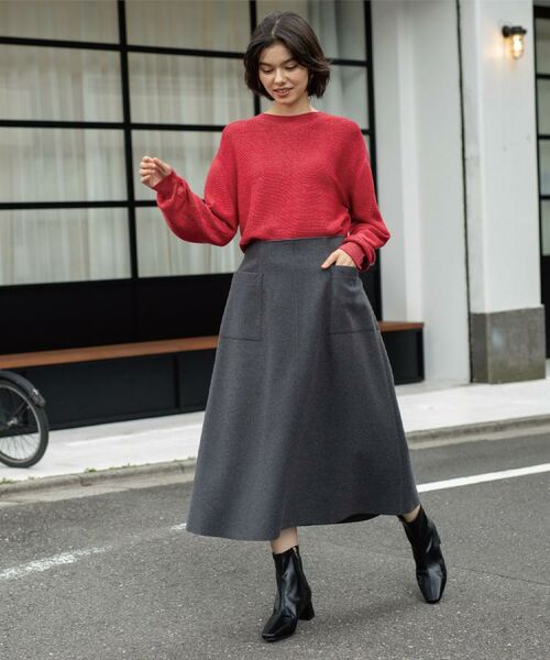 OPAQUE.CLIP / オペーク ドット クリップ ロング・マキシ丈スカート | ウールライクフレアスカート【洗濯機OK】 | 詳細8