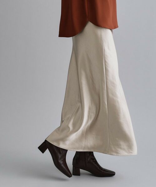 OPAQUE.CLIP / オペーク ドット クリップ ロング・マキシ丈スカート | 【es】サテンナローイージーロングスカート【洗濯機OK】 | 詳細1