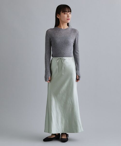 OPAQUE.CLIP / オペーク ドット クリップ ロング・マキシ丈スカート | 【es】サテンナローイージーロングスカート【洗濯機OK】 | 詳細6