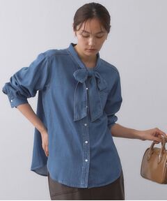 OPAQUE.CLIP / オペーク ドット クリップ シャツ・ブラウス | セルロース混デニムボウタイブラウス【洗濯機洗い可】