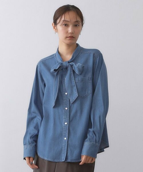 OPAQUE.CLIP / オペーク ドット クリップ シャツ・ブラウス | セルロース混デニムボウタイブラウス【洗濯機洗い可】 | 詳細10