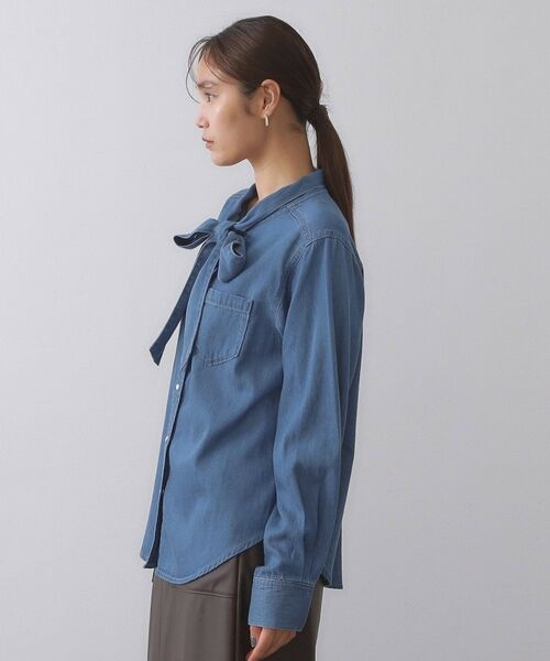 OPAQUE.CLIP / オペーク ドット クリップ シャツ・ブラウス | セルロース混デニムボウタイブラウス【洗濯機洗い可】 | 詳細11