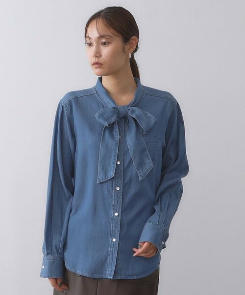 OPAQUE.CLIP / オペーク ドット クリップ シャツ・ブラウス | セルロース混デニムボウタイブラウス【洗濯機洗い可】 | 詳細19