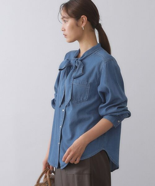 OPAQUE.CLIP / オペーク ドット クリップ シャツ・ブラウス | セルロース混デニムボウタイブラウス【洗濯機洗い可】 | 詳細2