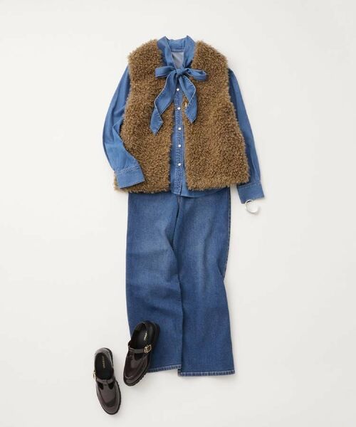 OPAQUE.CLIP / オペーク ドット クリップ シャツ・ブラウス | セルロース混デニムボウタイブラウス【洗濯機洗い可】 | 詳細20