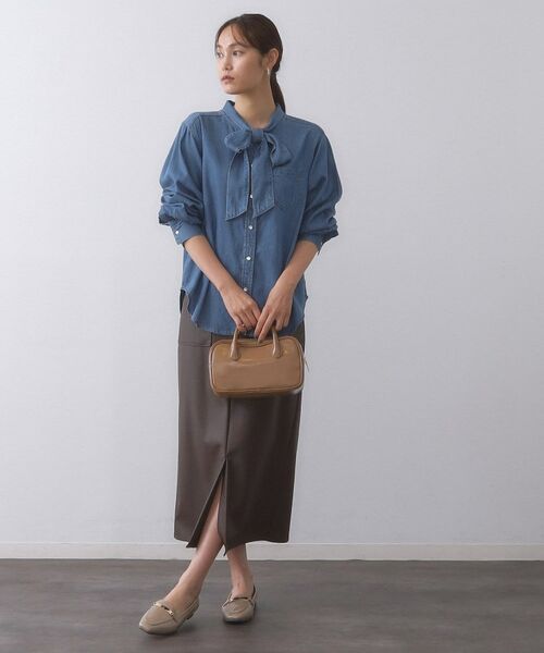 OPAQUE.CLIP / オペーク ドット クリップ シャツ・ブラウス | セルロース混デニムボウタイブラウス【洗濯機洗い可】 | 詳細3