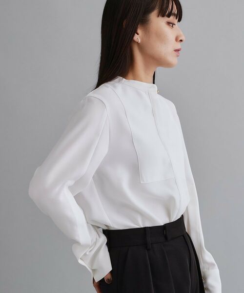 OPAQUE.CLIP / オペーク ドット クリップ シャツ・ブラウス | 【es】ブザム切替バンドカラーシャツブラウス【洗濯機OK/防シワ/UVケア/接触冷感】 | 詳細1