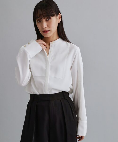 OPAQUE.CLIP / オペーク ドット クリップ シャツ・ブラウス | 【es】ブザム切替バンドカラーシャツブラウス【洗濯機OK/防シワ/UVケア/接触冷感】 | 詳細2