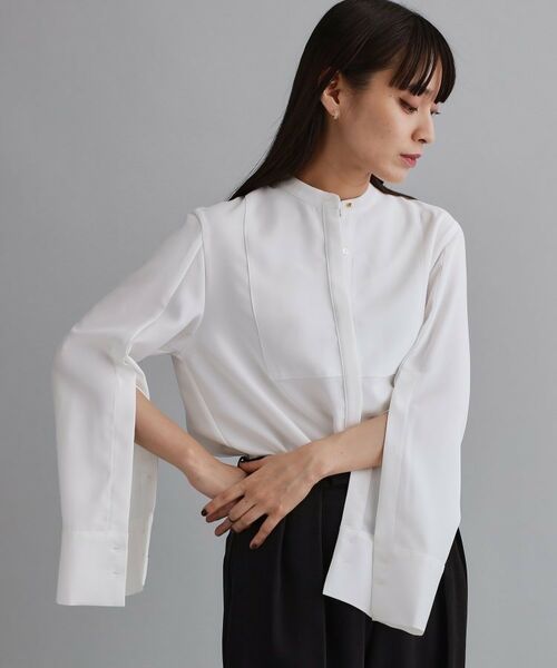 OPAQUE.CLIP / オペーク ドット クリップ シャツ・ブラウス | 【es】ブザム切替バンドカラーシャツブラウス【洗濯機OK/防シワ/UVケア/接触冷感】 | 詳細3