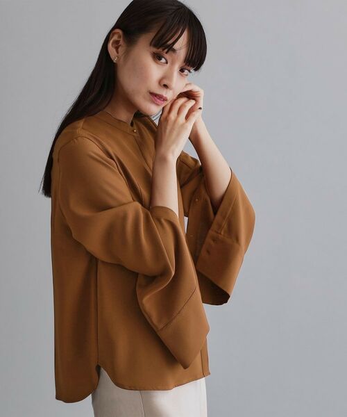 OPAQUE.CLIP / オペーク ドット クリップ シャツ・ブラウス | 【es】ブザム切替バンドカラーシャツブラウス【洗濯機OK/防シワ/UVケア/接触冷感】 | 詳細9