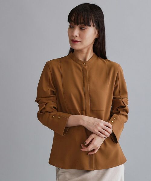 OPAQUE. CLIP/オペーク ドット クリップ 【es】ブザム切替バンドカラーシャツブラウス【洗濯機OK/防シワ/UVケア/接触冷感】 ブラウン(044) 36(S) OPAQUE. CLIP/オペーク ドット クリップ 【es】ブザム切替バンドカラーシャツブラウス【洗濯機OK/防シワ/UVケア/接触冷感】 ブラウン(044) 36(S)