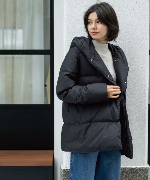 OPAQUE.CLIP / オペーク ドット クリップ ダウンジャケット・ベスト | 撥水フードミドルダウンコート【防風/抗菌防臭/洗濯機OK】《S～LL》 | 詳細14