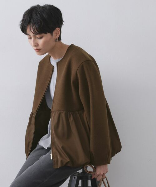 OPAQUE.CLIP / オペーク ドット クリップ その他アウター | ウールライクペプラムドッキングアウター【洗濯機洗い可】(ブラウン(044))