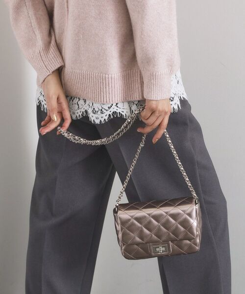 OPAQUE. CLIP/オペーク ドット クリップ パフィーキルティングチェーンショルダーバッグ ブラックシルバー(609) 00 OPAQUE. CLIP/オペーク ドット クリップ パフィーキルティングチェーンショルダーバッグ ブラックシルバー(609) 00